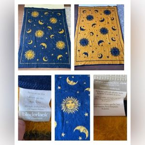 Vintage Celestial Biederlack Reversible Fleece Blanket Blue / Yellow (pre-loved)